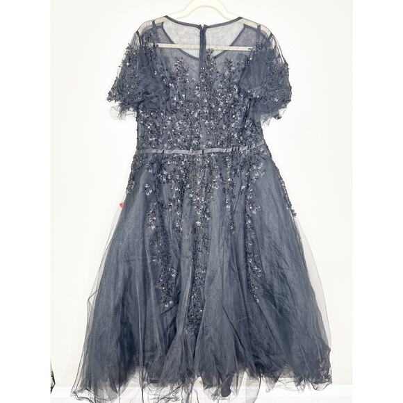 Mac Duggal 20362 Embellished Flutter Sleeve Bow Waist Dress Black Size 14 NEW - Picture 3 of 13